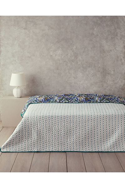 English Home Floral Charm Single Multi-Purpose Blanket Blue