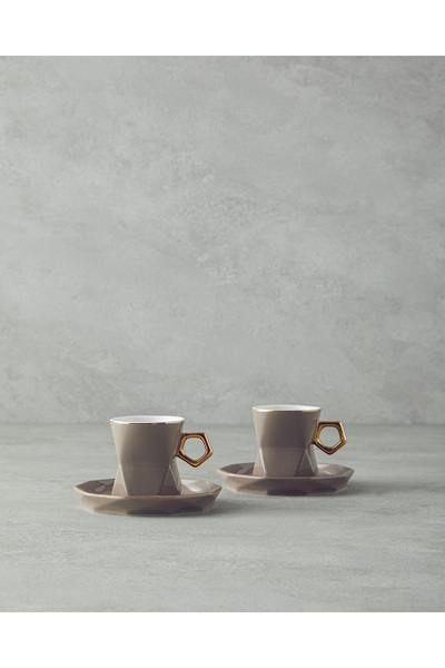 English Home Axel New Bone China 4 Parça 2 Kişilik Kahve Fincan Takımı Vizon