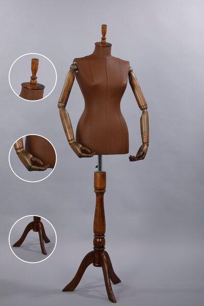 TERZİ DÜKKANI Ahşap Kollu 38 Beden Kadın Terzi Mankeni, Prova Mankeni, Vitrin...