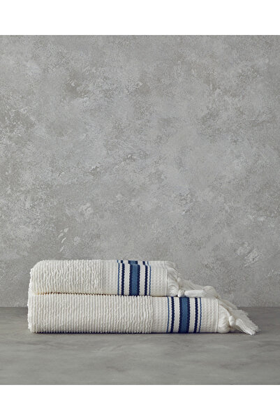 English Home Cool Stripe Cotton Striped Bath Towel Set Ecru-Beige