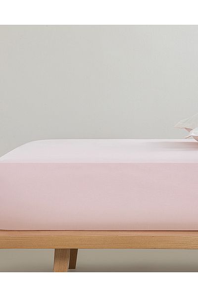 English Home Dusty Pink Single Plus Elastyczna Gładka Bawełniana Prześcieradło