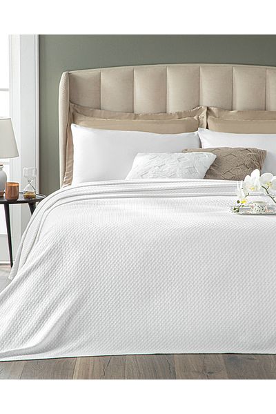 English Home Double Bubble Cotton Pique - White