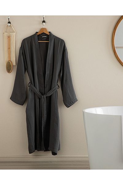 English Home Μπουρνούζι Barbara Muslin - Anthracite, 100% βαμβάκι