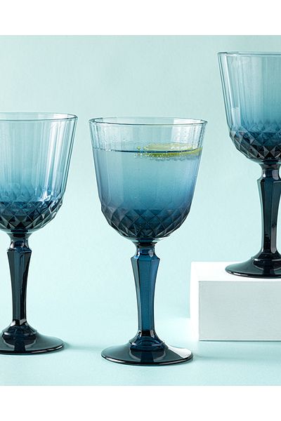 English Home Vivid 3-Piece Dark Blue Glass Goblet - 310 ml
