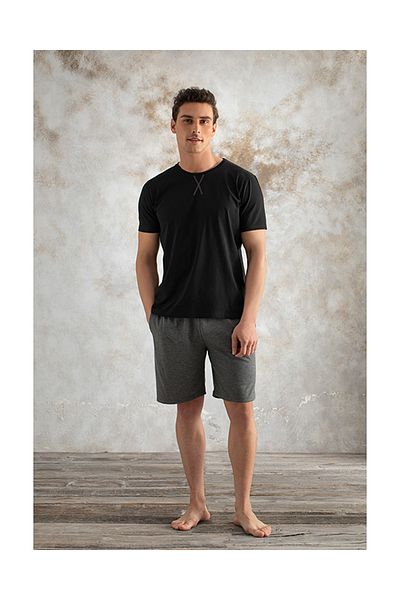 English Home Σετ ανδρικές πιτζάμες Anthracite Weekend Mode Combed Cotton