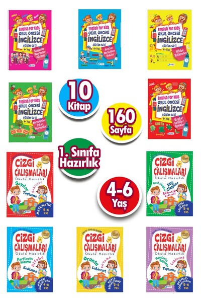 Oscar Yayınları مجموعة التدريب على اللغة الإنجليزية ورسومات ما قبل المدرسة مك...