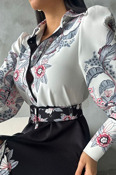 TRND Δίχρωμο μακρύ φόρεμα με έθνικ μοτίβο χωρίς σχισμή