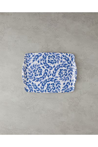 English Home Carnival Floral Melamine Non-Slip Tray 27x36 cm Dark Blue