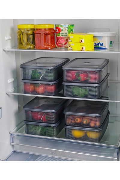 Ecolux 3.5 Lt Anthracite 10 Pieces Large Size Rectangular Food Storage Set