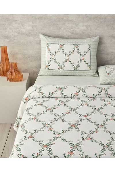 English Home Green Floral Slice Double Pique Set