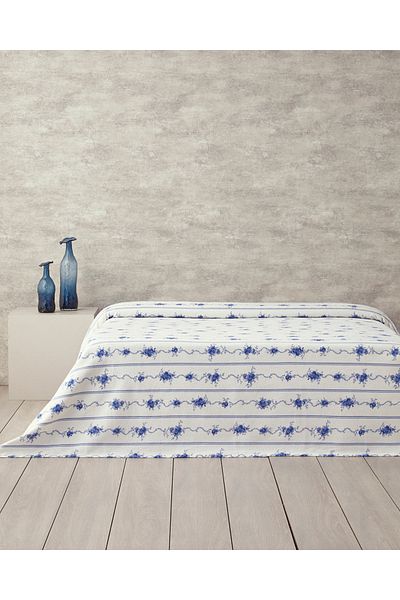English Home Linie de flori Dublu Pique Blue