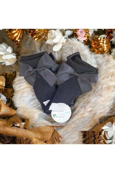 Shopiolog Детски памучни чорапи до коляното - с мрежа и панделка