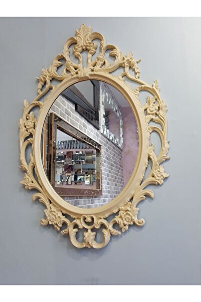 AYNA DENİZİ Vintage Taç Model Krem Renk Dekoratif Ayna