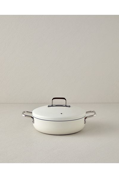 English Home Luna 24 Cm Cream Aluminum Flat Pot