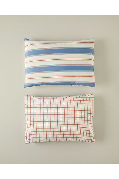 English Home Natural Lines 2-Piece Pillowcase Blue
