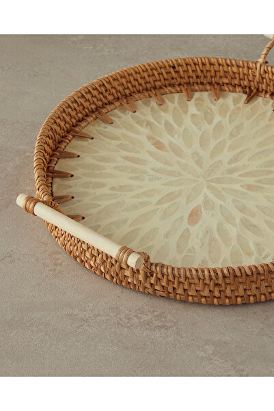 English Home Beatrice Sedefli Rattan Tepsi Kahverengi