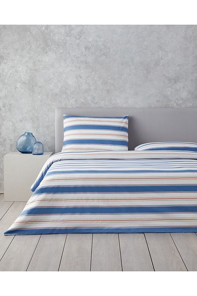 English Home Natural Lines Double Duvet Cover Set Blue