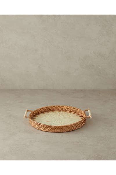 English Home Beatrice Sedefli Rattan Tepsi Kahverengi