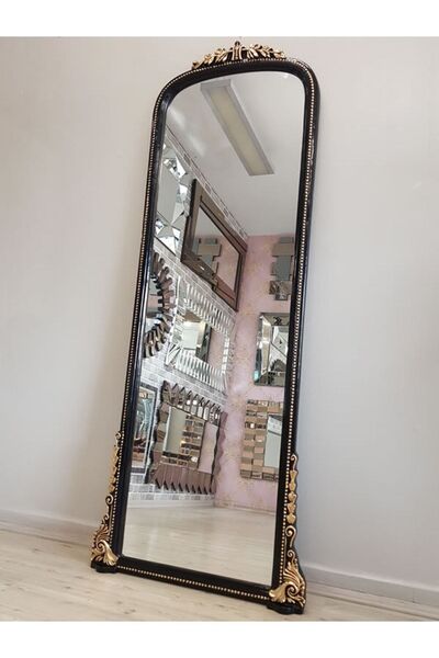 AYNA DENİZİ Matmazel Model Siyah Altın Renk Dekoratif Boy Aynası