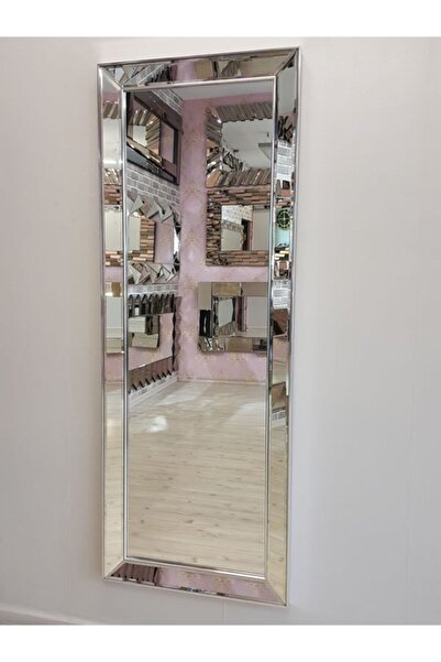 AYNA DENİZİ Ayna Çerçeveli Model Eskitme Gümüş Renk Dekoratif Modern Boy Aynası