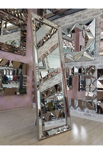 AYNA DENİZİ Ayna Çerçeveli Model Eskitme Gümüş Dekoratif Modern Ayaklı Boy Aynası