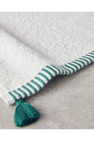 English Home Colorful Lines Cotton Hand Towel Ecru - Green
