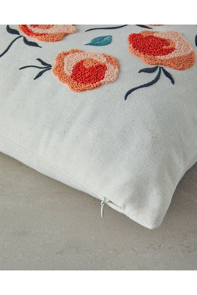 English Home Natural Throw Pillow - Croco Punch Embroidered Filled