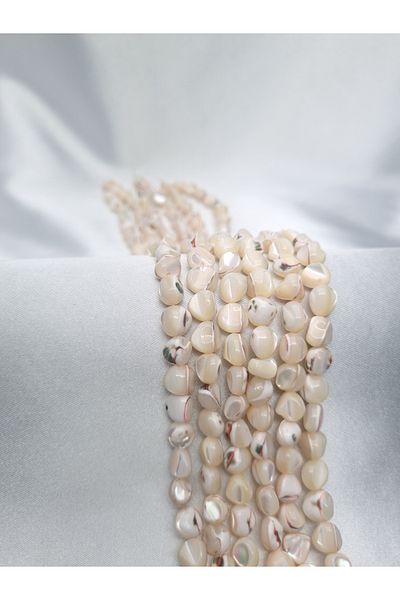 Yüksel Boncuk Light Brown Colored Mother of Pearl Natural Stone String