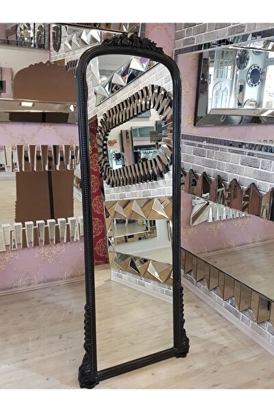 AYNA DENİZİ Matmazel Model Siyah Renk Dekoratif Ayaklı Boy Aynası