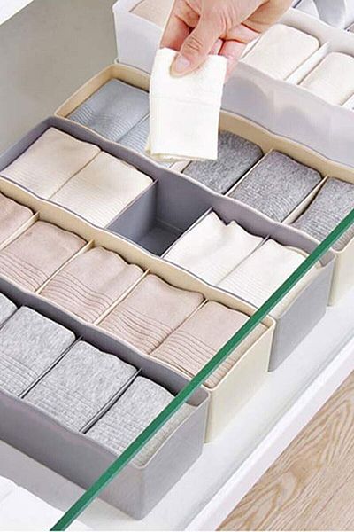 safestore Drawer Organizer 4 Pieces 5 Compartments Sock Tie Storage Box Storage Basket
