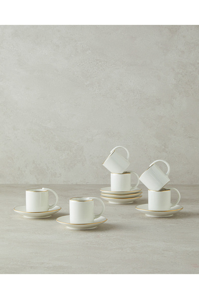 English Home Classy Porselen 12 Parça 6 Kişilik Kahve Fincan Takımı Gold