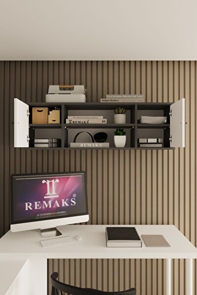 Remaks Nora Çok Amaçlı Ofis Evrak Üst dolabı Antrasit - Beyaz Üst Modül