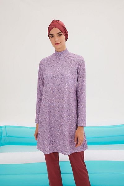 DeFacto Gemustertes 3-teiliges Burkini- und Hijab-Badeanzug-Set - B0991ax23sm