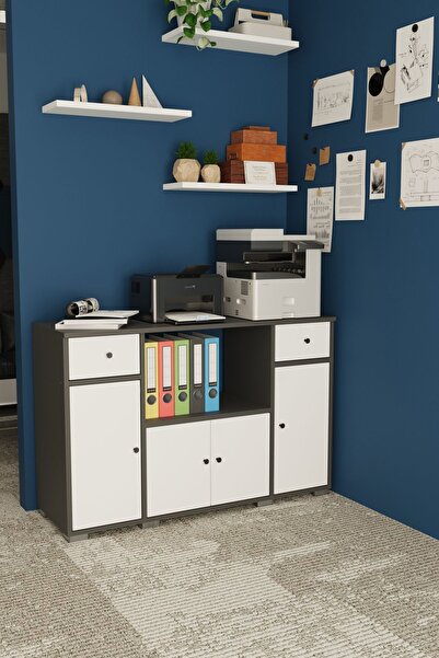 Remaks Nora Çok Amaçlı Ofis evrak dolabı Antrasit / Beyaz