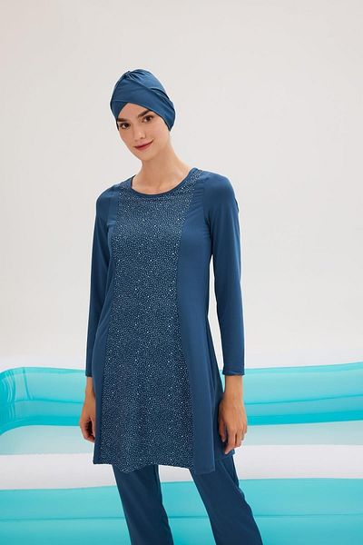 DeFacto Burkini gemustertes 3-teiliges Hijab-Badeanzug-Set - B0870ax23sm
