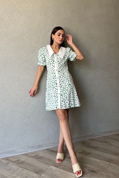 Seda Yalçın Atelier Φόρεμα Poplin - Πράσινο σχέδιο και λεπτομέρεια με κουμπί