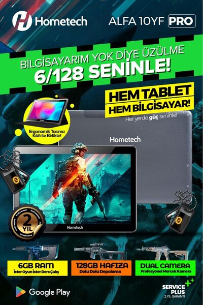 Hometech HOMETCEH ALFA 10 YF PRO 6 GB RAM 128 GB HAFIZA 10.1 İNÇ IPS EKRAN PRO OYUN TABLETİ
