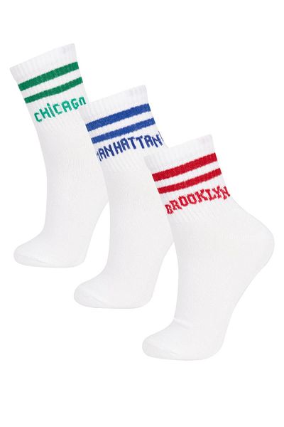 DeFacto 3-Piece Striped Women's Socks - Cotton A5923axns
