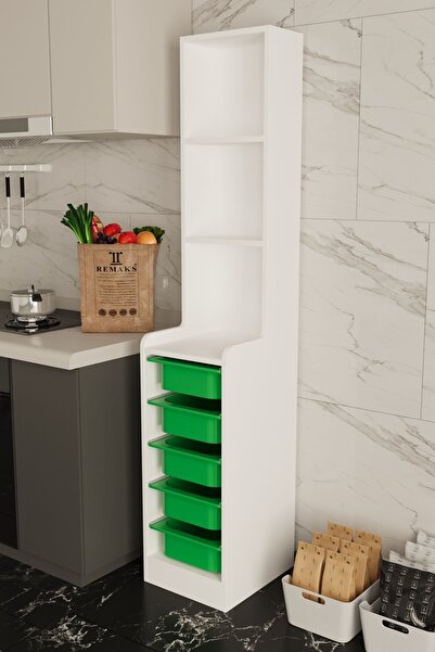Remaks Feline 5 Sepet Oyuncak Dolabı Çok Amaçlı Mutfak Banyo Kiler Dolabı Yeşil