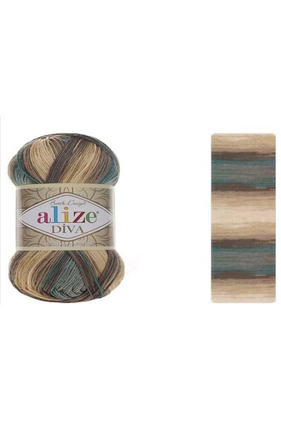 Alize Diva Batik Brown Green 1 Piece Color: 3307