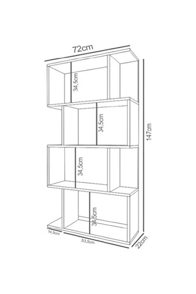 Remaks Kadu 4 Raflı Asimetrik Kitaplık - Beyaz