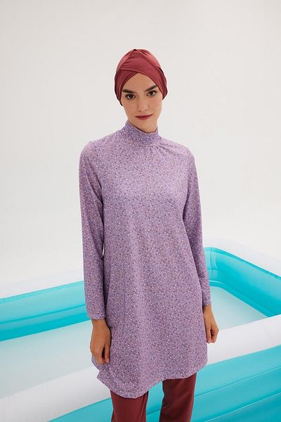 DeFacto Gemustertes 3-teiliges Burkini- und Hijab-Badeanzug-Set - B0991ax23sm