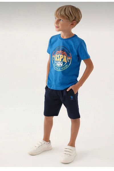 U.S. Polo Assn. US Polo Assn.Boy's Blue Bermuda Suit - Licensed, Crew Neck