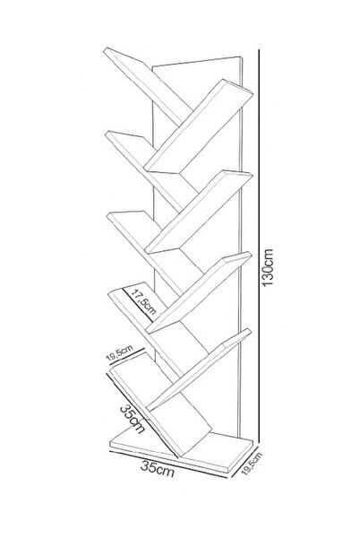 Remaks Voya 8 Raflı Dekoratif Zikzak Kitaplık Antrasit