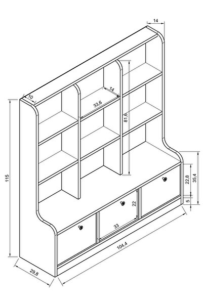 Remaks Sinous 3 Kapaklı Çok Amaçlı Oyuncak Dolabı Beyaz