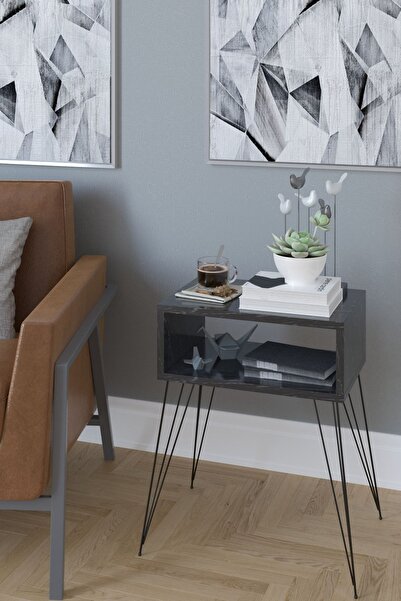 Remaks Elit Yan Sehpa - Siyah Mermer