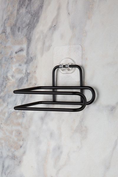 MultiStore Sticker Adhesive Black Open Toilet Roll Holder WC Paper Holder