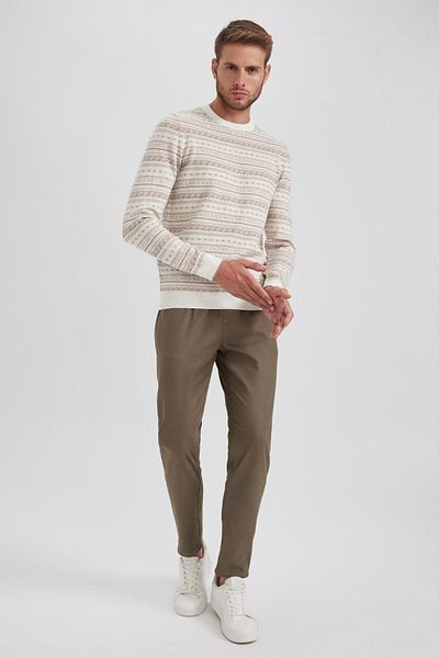 DeFacto Gabardine Jogger Pants with Lace-Up Waist Elastic Straight Leg Pockets A5741Ax23Au