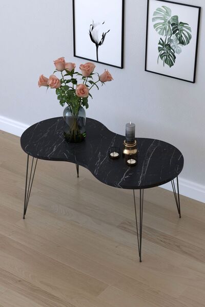 Remaks Elit Londra Orta Sehpa Orta Masa - Siyah mermer