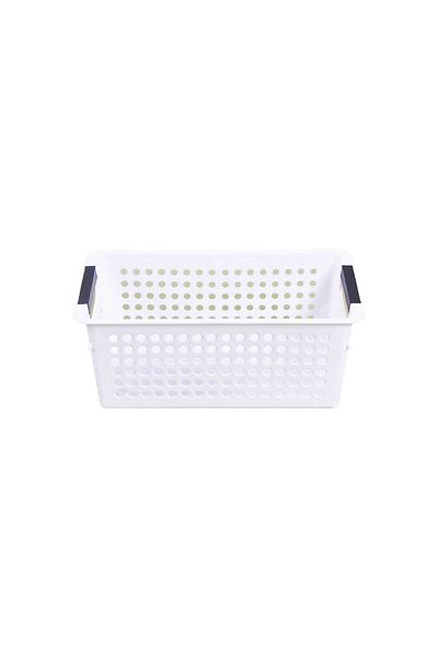 QUTU Q-Basket Rectangular Plastic Storage Basket -White